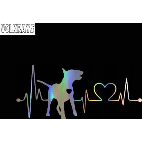 Volkrays Funny Animal Car Sticker Bull Terrier Decal Waterproof Sunscreen Fashion Decal Decoration Accessories Vinyl,18cm*7cm