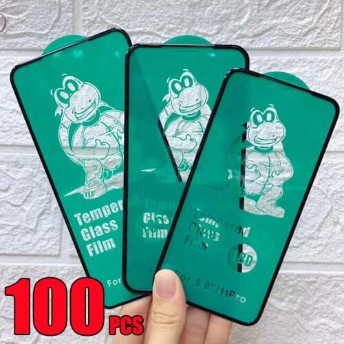100pcs 18D Tempered Glass Full Glue Cover Curved Screen Protector Film For iPhone 12 Mini 11 Pro Max XS XR X 8 7 6 6S Plus SE
