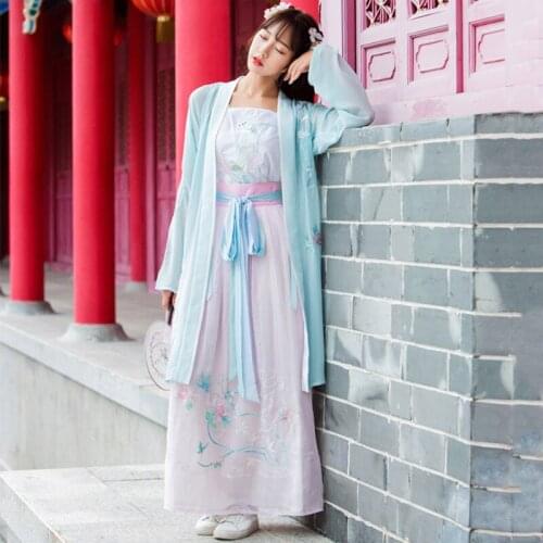 Embroidery Hanfu Women Folk Festival Outfit Classical Dance Costume Rave Performance Clothes For Singers Fairy Dress DF1222