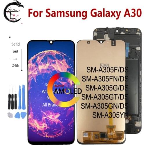 6.4" LCD With Frame For SAMSUNG Galaxy A30 2019 LCD A305 Display SM-A305F/DS A305FN LCD Screen Touch Display Digitizer Assembly