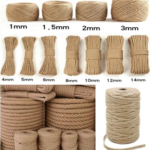 1-10mm Natural Jute Twine Vintage Jute Rope Cord String Twine Burlap For DIY Crafts Gift Wrapping Gardening Wedding Decor 2-100M
