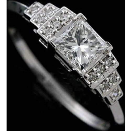 1.5 Carats White Gem Simple 925 Sterling Silver Square Engagement Wedding Anniversary Ring Size 6-10