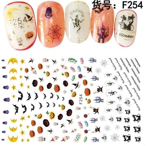 1 sheet Thin adhesive Halloween decals Nail Art decorations Stickers acrylic nails accessoires supplies tools F251-260