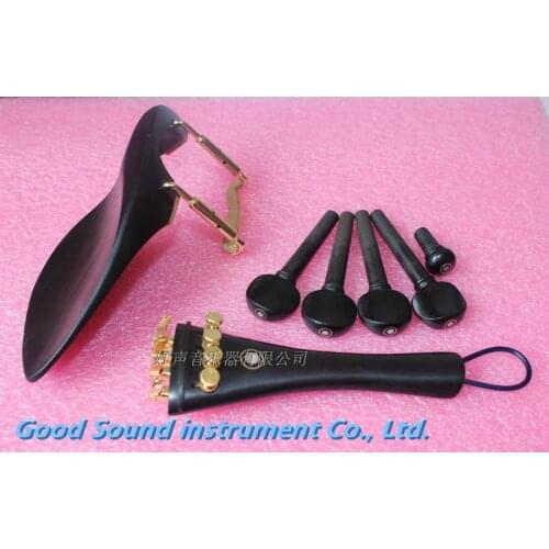1 set high quality 1/4. 1/2, 3/4, 4/4 size Violin Ebony Parts accessories with Golden Screw Fine Tune Tail gut