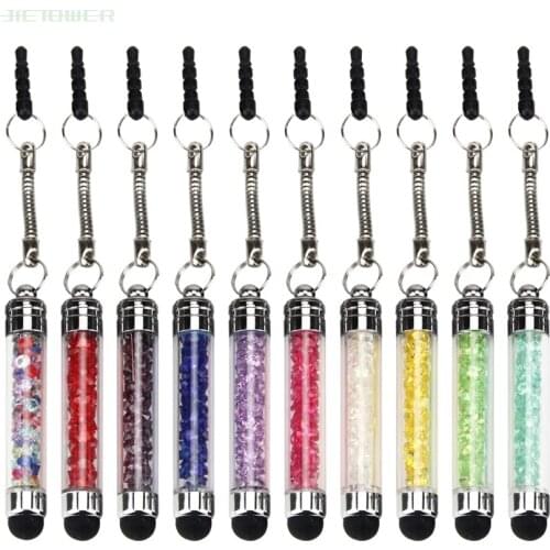 100pcs/lot Tablet Stylus Pen Mini Diamonds 3.5mm Earphone Port Dust Plug Mobile Phone Touch Pen For IPhone IPad PC mobile phone