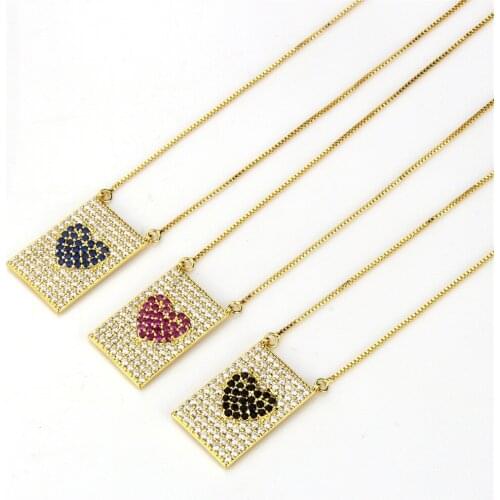 12pcs Wholesale Micro pave inlay aaa top CZ heart pendant necklace lucky girls gifts