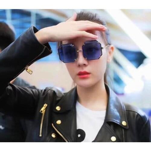 2020 Luxury no-hoop Square sunglasses womens brand designer summer vintage shades sunglasses for female lady UV400