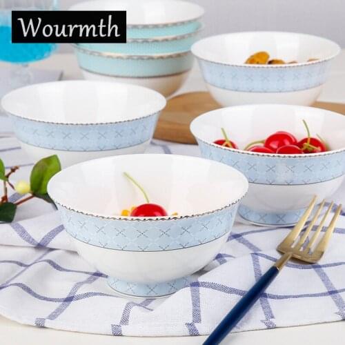 4 pc Chinese Style 4.5-inch High Bowl Bone China Rice Bowl Reative Instant Noodles Bowl Ceramic High quality Household Tableware