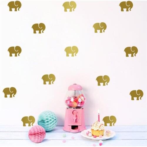 6.5*8.5cm*9pcs Cartoon Animal Gold Elephant Wall Sticker For Kids Baby Rooms Nursery Poster Home Decor Child Gift PVC Art Mural