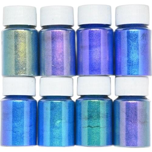 8bottle/set Chameleon Pigment Mirror Mermaid Glitter Aurora EYE-SHADOW/Lipstic/Crystal-Drop-Rubber Mica Colorshift PIGMENT #FA15