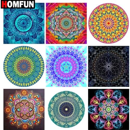 HOMFUN Diy Full Square Round Drill 5D Diamond Painting Cross Stitch Diamond Embroidery "Religious Mandala" Home Decor Gift