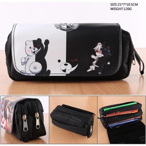Anime Danganronpa Monokuma Cosmetic Cases Student Stationery Pencil Case Makeup Bag With Double-zipper