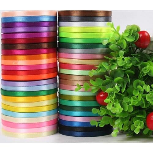6mm 22 Meters Single Face Satin Ribbon Wholesale Gift Packing Christmas Ribbons Wedding Party Decorative Crafts Ribbons 25 Yards