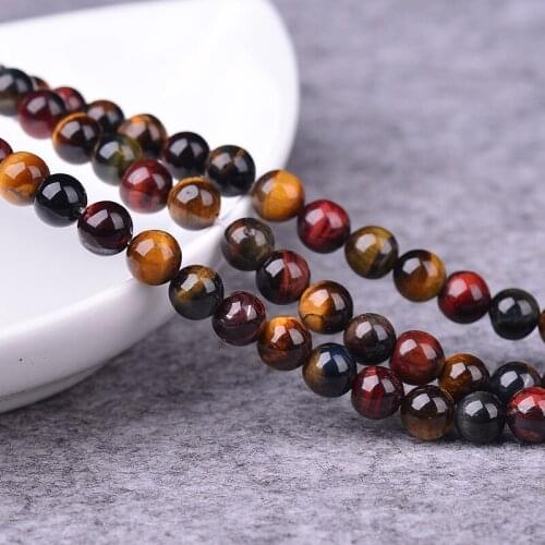 Natural Stone Beads Fashion Multi Color Tiger Eye Loose Bead 4/6/8/10mm for DIY Jewelry Making Bracelet Necklace Gift