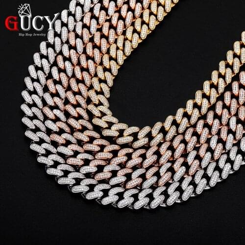 GUCY New16mm Miami Cuban Chain Necklace Copper Material Iced Out Cubic Zirconia Necklace Hip Hop Charm Jewelry Gift