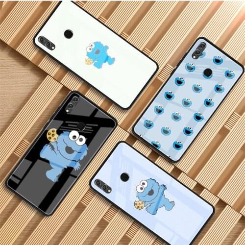 Cookie monster cartoon Tempered Glass Phone Case For Huawei P20 P30 P40 P40 Lite Pro Psmart Mate 20 30 Cover Shell