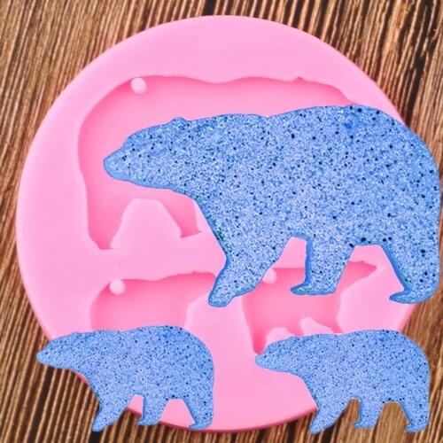 DIY Shiny Bear Silicone Mold for Keychains Pendant Decoration Moulds Epoxy Resin Polymer Clay Molds