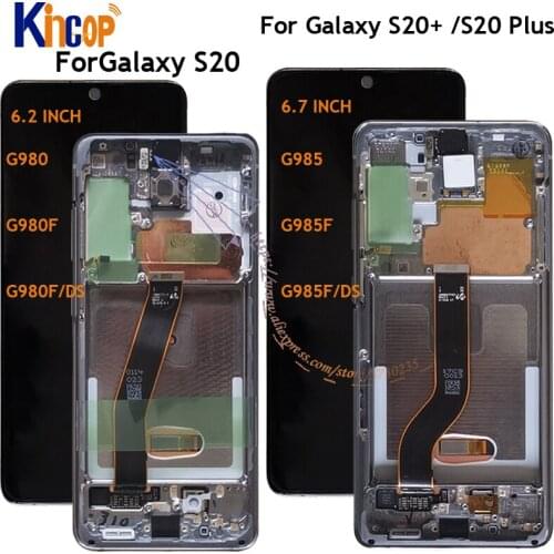 For Samsung Galaxy S20 Lcd G980,G980F,G980F/DS with Frame Display Touch Screen Digitizer For Samsung s20 plus LCD G985 G985F