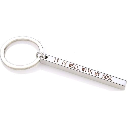 IT IS WELL, WITH MY SOUL Bible Quote Keychain Pendant Men Women Fashion Engraved Key Chain Religious Jewelry Christian Gifts