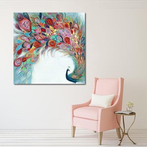 JQHYART Canvas Art Peacock Animal Printed Paintings On Canvas Modern Wall Pictures For Living Room Home Decor No Frame Painting