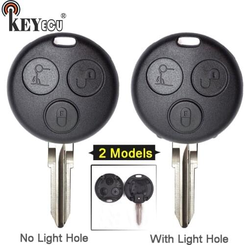 KEYECU for Mercedes Benz Smart Fortwo 450 Forfour 451 Roadstar Replacement 3 Button Key Shell Case No/ With Light Hole