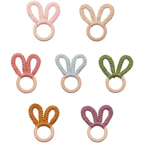 New Baby Braided Teether 1 pcs Rattle Safe Wooden Toys Mobile Pram Crib Ring for Newborn Educational Infant Toys Bell Rings