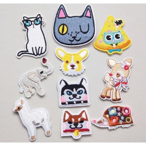 Cute Pet Embroidery Patch For Hats Iron On Patches Embroidered Clothes Dogs Patchs Appliques For Clothing Stickers CX171-180