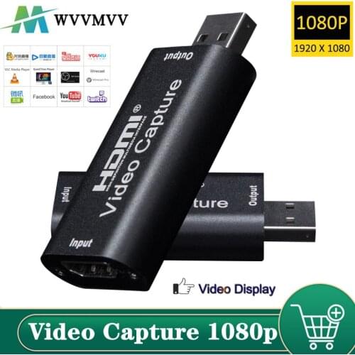 Mini Video Capture Card USB 2.0 HDMI Video Capture Grabber Phone Game HD Camera Capture Recording Box PC Live Streaming USB HDMI