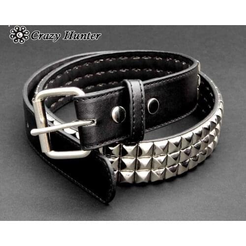 Mens Punk Rock Biker Metal Studded Revit Genuine Cowhide Leather Belt