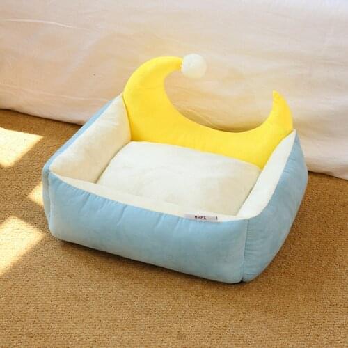 Moon Shape Soft Puppy Dog Bed Sofa Square Cat Dogs Sleeping Beds Indoor Pet House Nest Thick Cushion Chihuahua Non-Slip