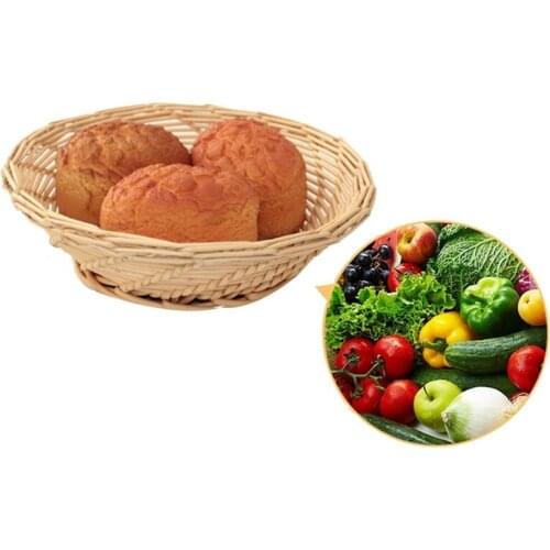 NHBR 2 Pcs Wicker Weaving Fruit Baskets Bread Storage Baskets Kitchen Organizer Candy Dish Food Picnic Bread Sundry Container
