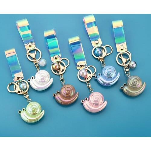 Solid Color Cute Creative Cartoon Snails Keychain Bag Decoration Pendant with Lanyard Backpack Hanging Gift