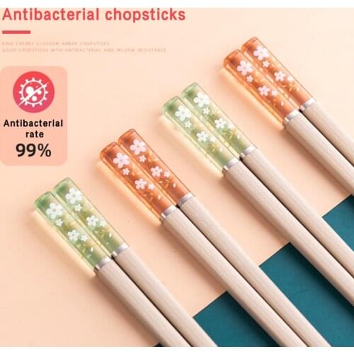 Japanese-Style Sakura Mildew-Proof Chopsticks 24cm Alloy Amber Aigh Temperature Resistant Sushi Food Household Chopsticks