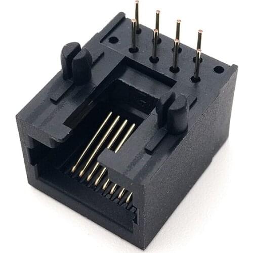 100pcs/lot Plastics New RJ45 LAN Connector Modular Network PCB Connector 56b-8C 8Pins Black 18mm High