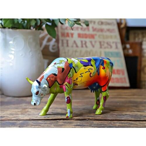 HAND-PAINTED RESIN CRAFTS HOME FAMOUS PAINTED COW MODEL HOME ART DERIVATIVES CATTLE DECORATIONS GIFTS