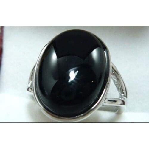 Stunning black agates bead jade ring(#6,7,8)