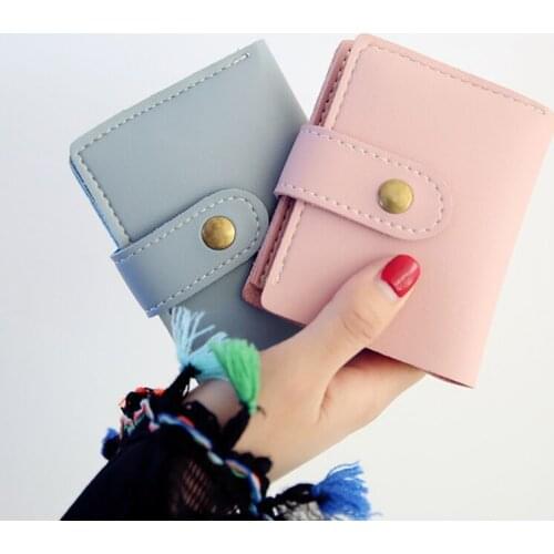 British Style Ladies Students Simple Trend Retro Two Fold Sewing Thread Small Portable Wallet Womens Ladies High Quality