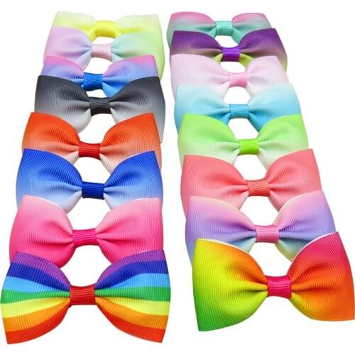 1PCS Rainbow Gradient Colorful Elastic Hair Bands Girls Ribbon Bows Girls Hair Circle Tie Rope Hair Accessories Best Gifts