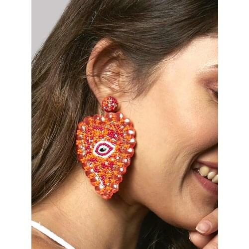 Sehuoran New Beads Handmade Fashion Earrings Ethnic Jewelry Women Crystal Decoration Drop Earring Party Gifts boucle d'oreille