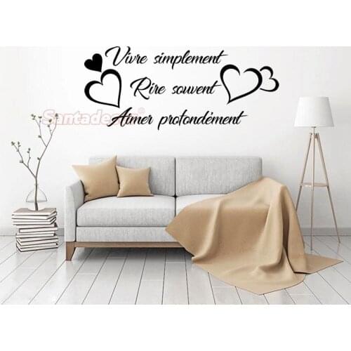 Sticker Citation Vivre Simplement Vinyl Wall Art Decal Living Room Home Decor Poster French Quote House Decoration Wall Decor