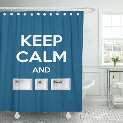Blue Control Keep Calm and Ctrl Alt Delete Computer Shower Curtain Waterproof Polyester Fabric 60 x 72 Inches Set with Hooks