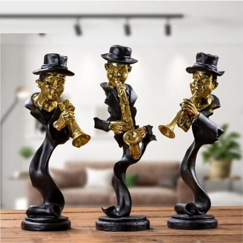 WU CHEN LONG Abstract Band Character Figurine Art Instrument Music Figures Statue Creative Resin Craft Home Decorations R4106