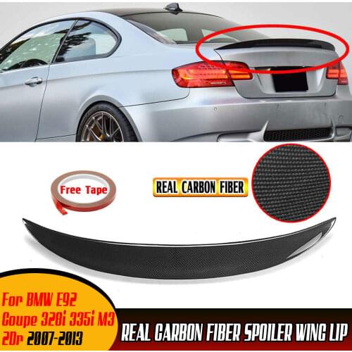 Real Carbon Fiber High Kick Car Rear Trunk Spoiler Wing Lip Big For BMW E92 Coupe 328i 335i M3 2Dr 2007-2013 Rear Wing Spoiler