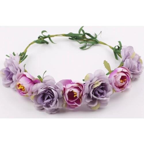 8 colors Women Wedding Floral Crown Head Band Floral Head Wreath Flower Headband Bridesmaid Bridal Garland Forehead Hair Band