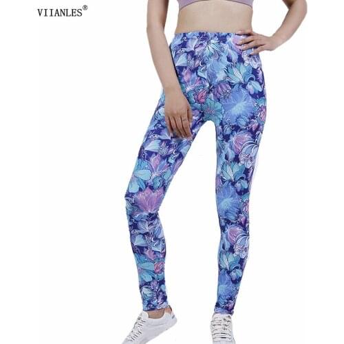 VIIANLES Woman Leggings High Waist Yuga Pants Sexy Fitness Floral Print High Elastic Fitness Leggins Casual Workout Streetwear