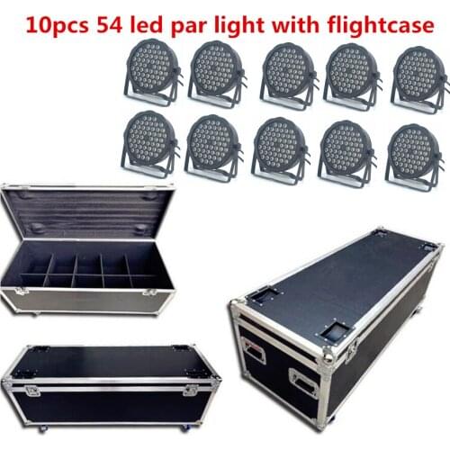 10pcs 54x3W led par light with flightcase DJ Par LED RGBW UV dj light Wash Disco Light DMX Controller effect 54x4W RGB 3in1
