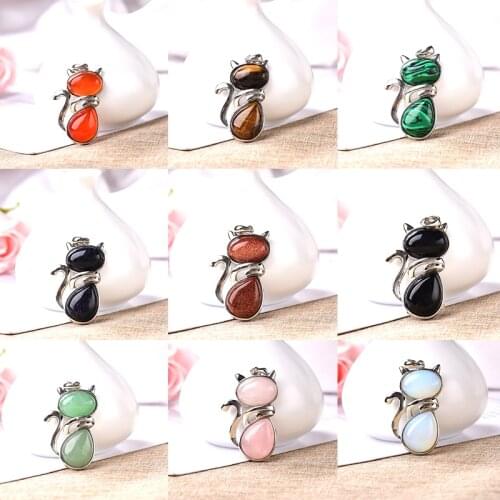 100% Natural Crystal Cute Cat Pendant Rose Quartz Repair Healing Crystal Party Increase charm Jewelry For Woman Or girl DIY gift