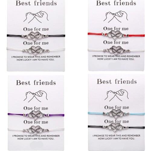 2pcs/set Heart Couples Bracelets Set For Women Men Infinite Bracelet Bangle Best Friend Wish Jewelry Message Card 2020 New