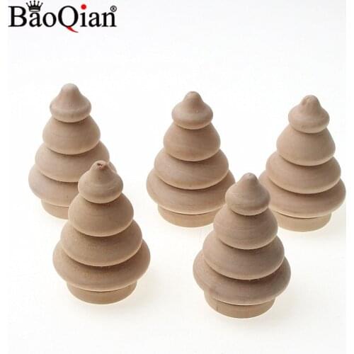 5pcs/Set Unfinished Christmas Tree Painted Crafts Peg Doll Wooden DIY Craft Home Decor Paint Xmas Decoration Wood DIY Toy