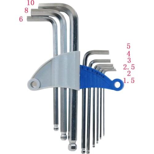 9 Pcs Industrial Metric Allen Ball Point End Long Arm Hex Key Wrench Set Spanner Torque Wrench Repair Tools Powerful Type